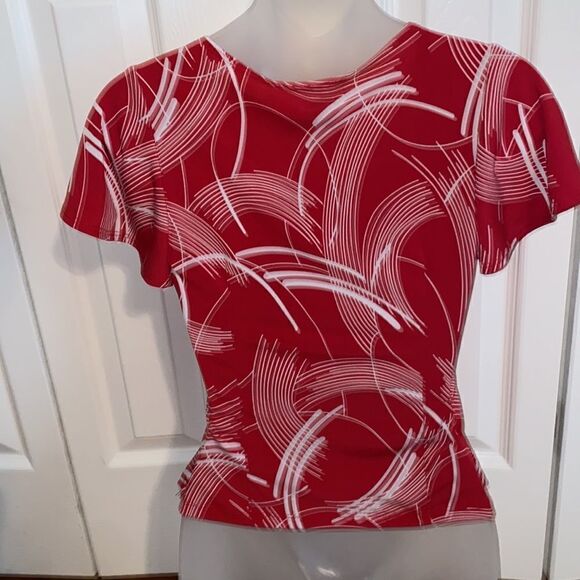 Kupcake Juniors Red White Surplice Top Shirt Blouse size Small S - Picture 4 of 5